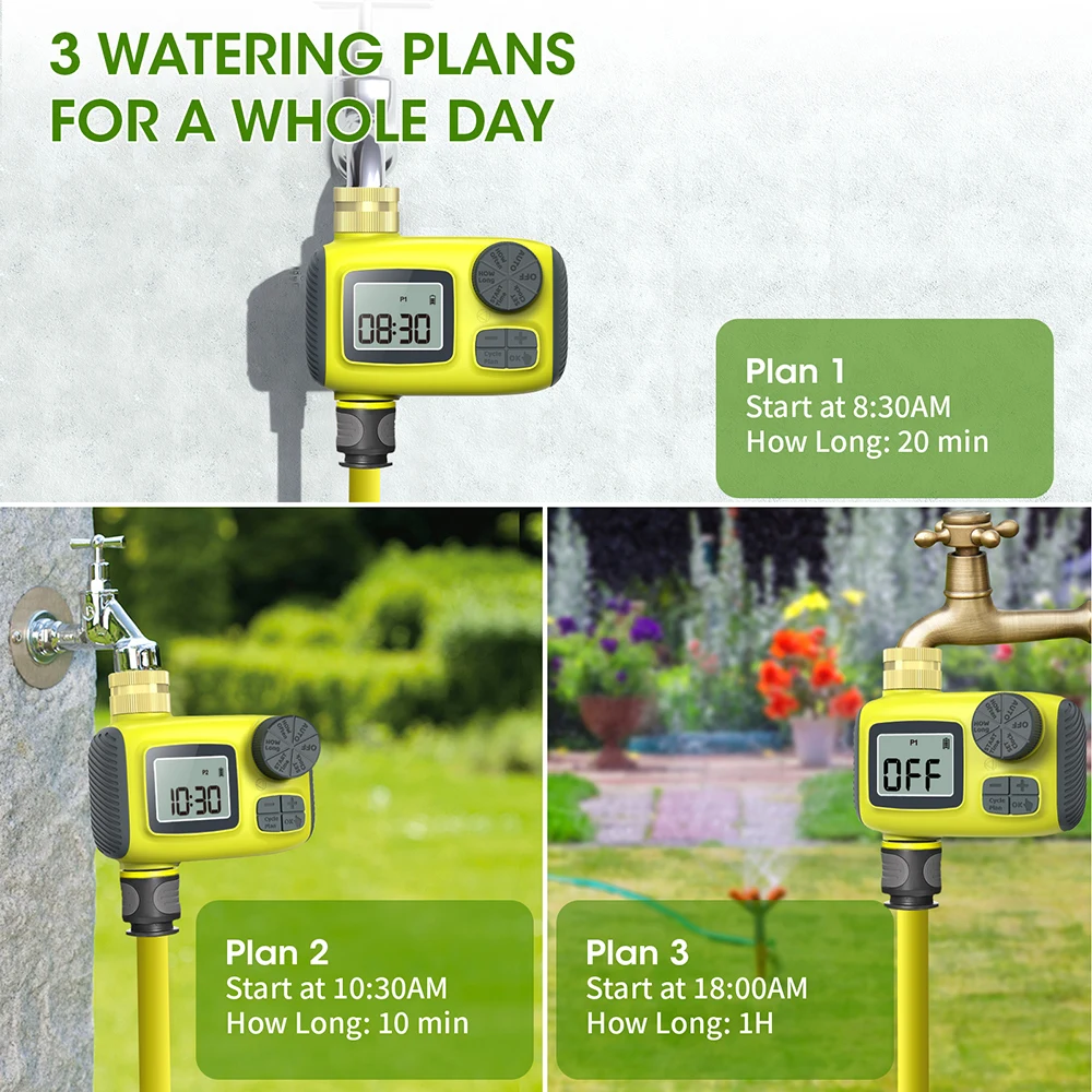 Automatic Watering Timer 1/2/3/4 Outlets Irrigation Water Timer Independent Programming Watering System for Outdoor Garden Lawn
