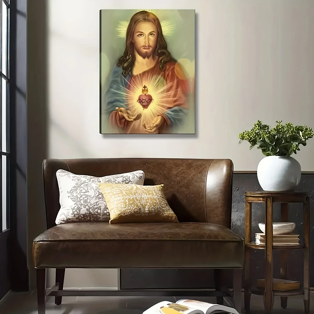 1pc Abstract Canvas Painting Jesus Holy Heart Wall Art Poster Divine Mercy Catholic Christian Picture Home Decor No Frame