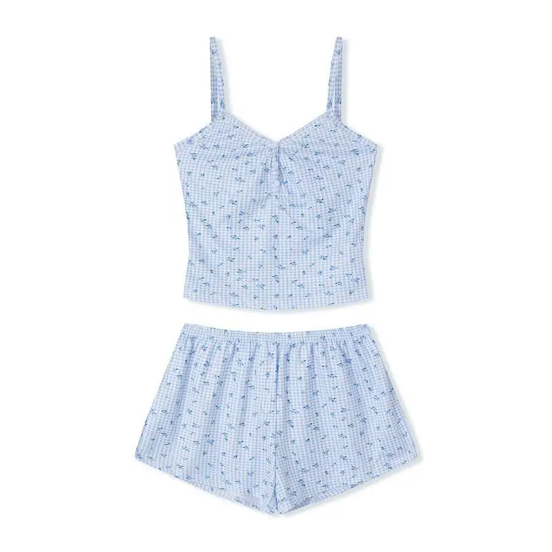 

Floral Home Wear Set Women's Summer Fashion Ensemble Casual Floral Print Two-Piece Suit Comfortable Breathable Home Clothing