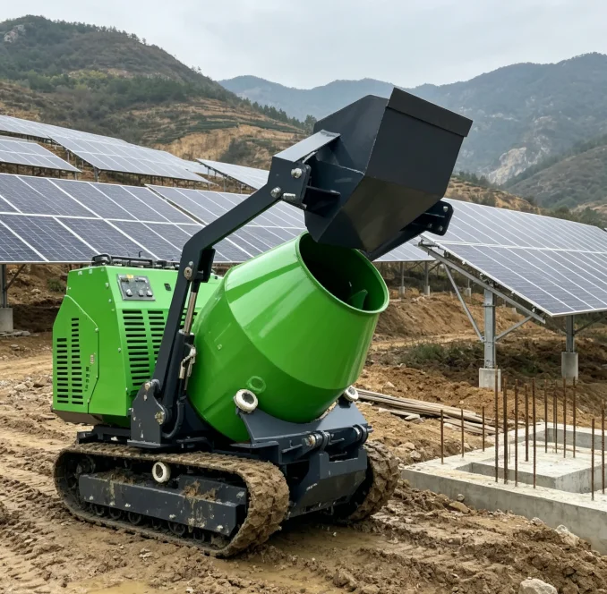 Lightweight Concrete Mixer Crawler Mini Tracked Self Loading Portable Cement Mixing Dumper for Garden Landscape Build