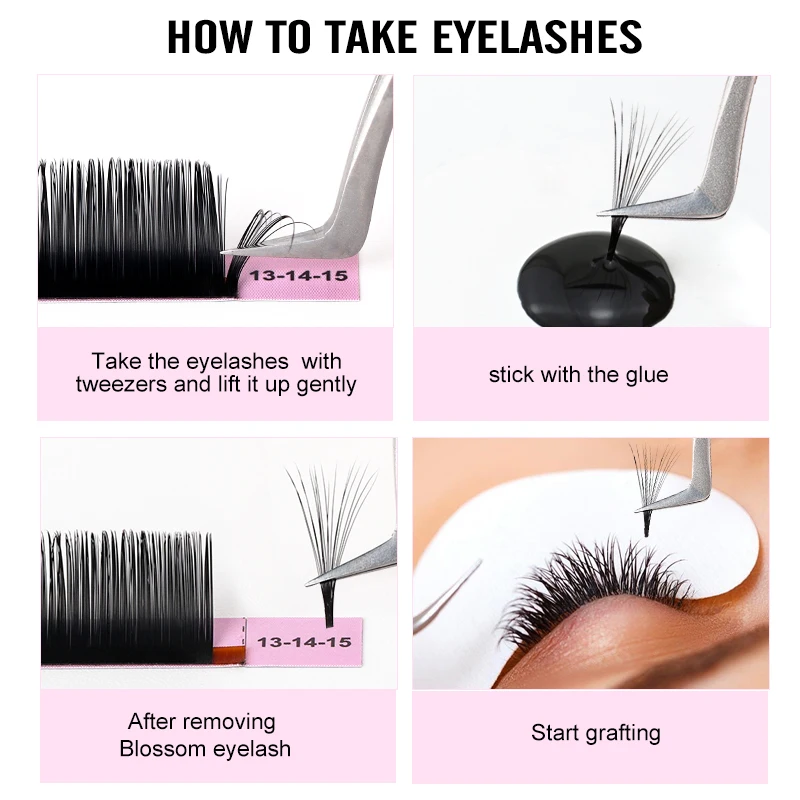 NATUHANA Easy Fanning Eyelash Extensions Russian Volume Camellia Lash Extensions Blooming Individual Lash Tray