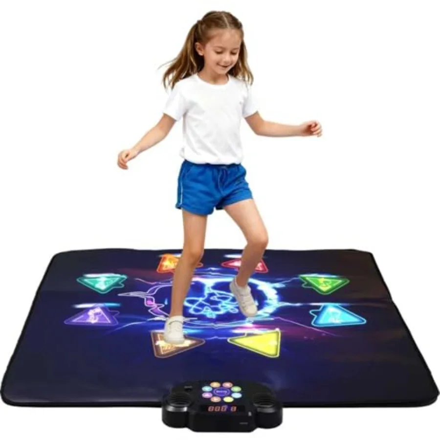 Wireless Bluetooth Dance Mat for home and classroom use, PVC material, red and blue color, built-in music with 8 games and 3 di