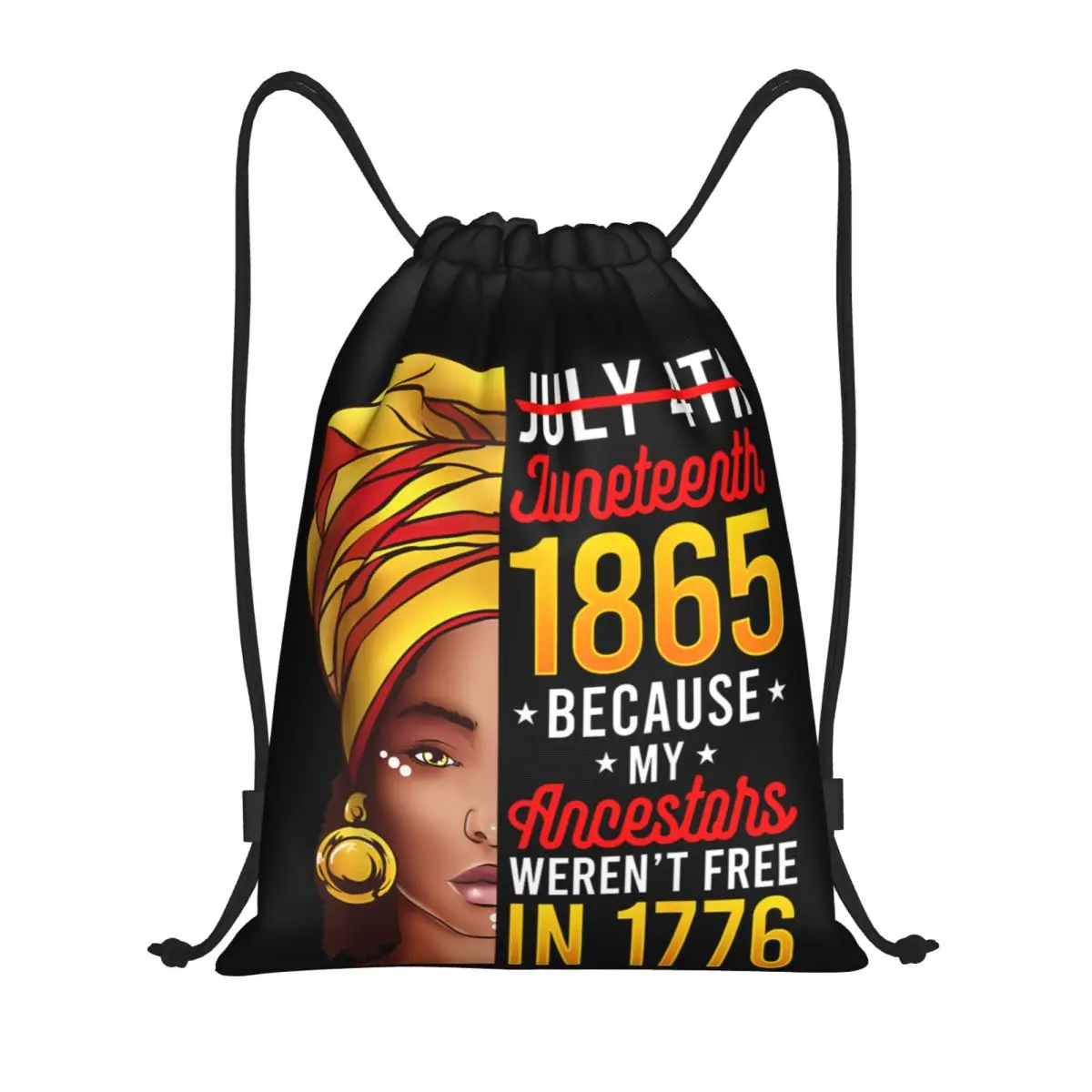 

Juneteenth Drawstring Backpack Gym Sports Sackpack African American String Bag for Yoga