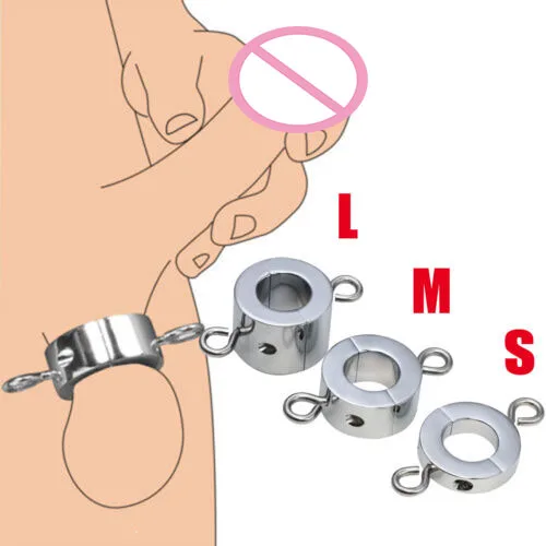 HotX Heavy Metal Ball Stretcher Testicular Restraint Penis Ring Scrotum Stimulation Lock Alloy Cock Ring Training Toy for Men