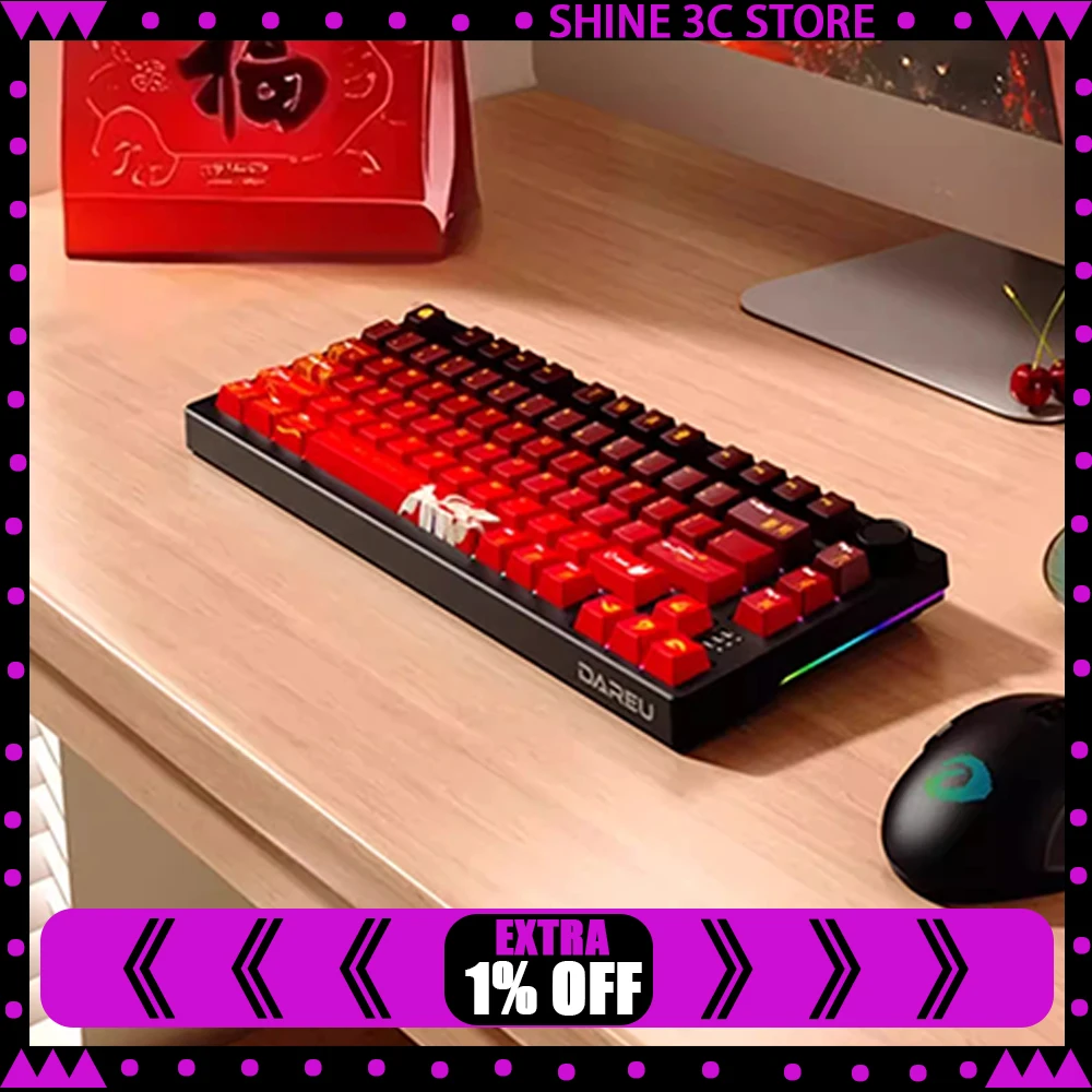 

Механическая клавиатура DAREU EK75, три режима подключения, низкая задержка, RGB-подсветка, игровая клавиатура с высокой износостойкостью, Gasket-крепление, Hot Swap, аксессуары для ПК, подарки