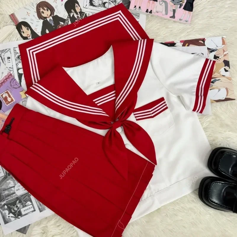 Grande uniforme scolastica giapponese Ins Style Jk Uniform Bow Gonna a pieghe Set Studente giovanile Abito da marinaio Set da donna a maniche corte