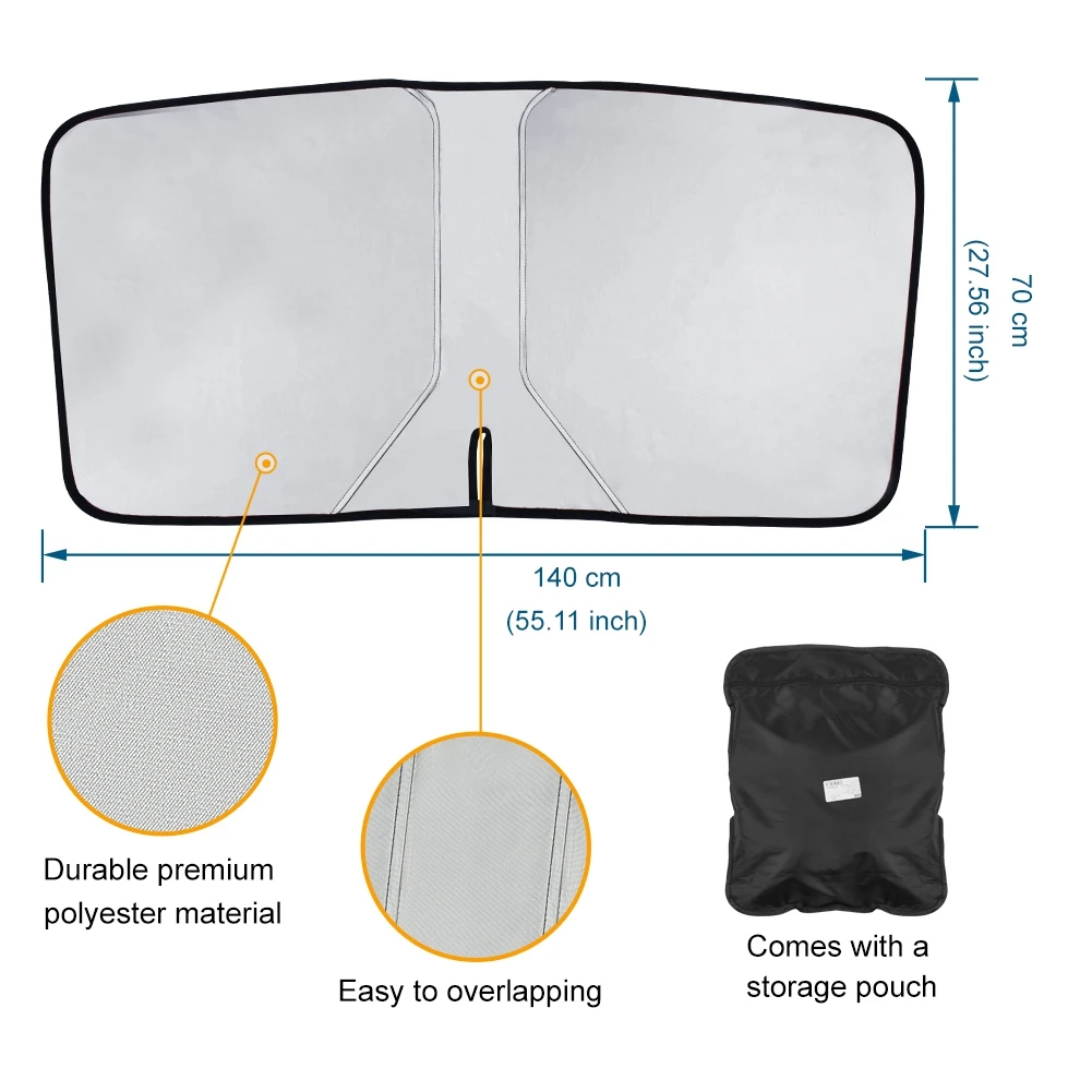 Reflective Car Windshield SunShade Cover Front Rear Window Sun Visor Heat Block Shade Foldable Summer UV Blind Visor Protector