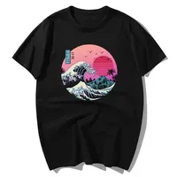 The Great Retro Wave Japanese Anime Printed Short Sleeve Crewneck T-shirt Fashion Shirt for Boys and Girls Streetwear Tees