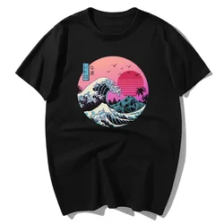 The Great Retro Wave Japanese Anime Printed Short Sleeve Crewneck T-shirt Fashion Shirt for Boys and Girls Streetwear Tees
