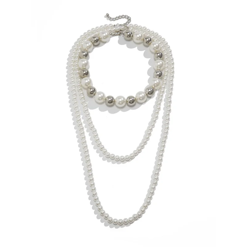 Retro Imitation Pearl Beaded Multi-Layer Necklace Choker Wholesale