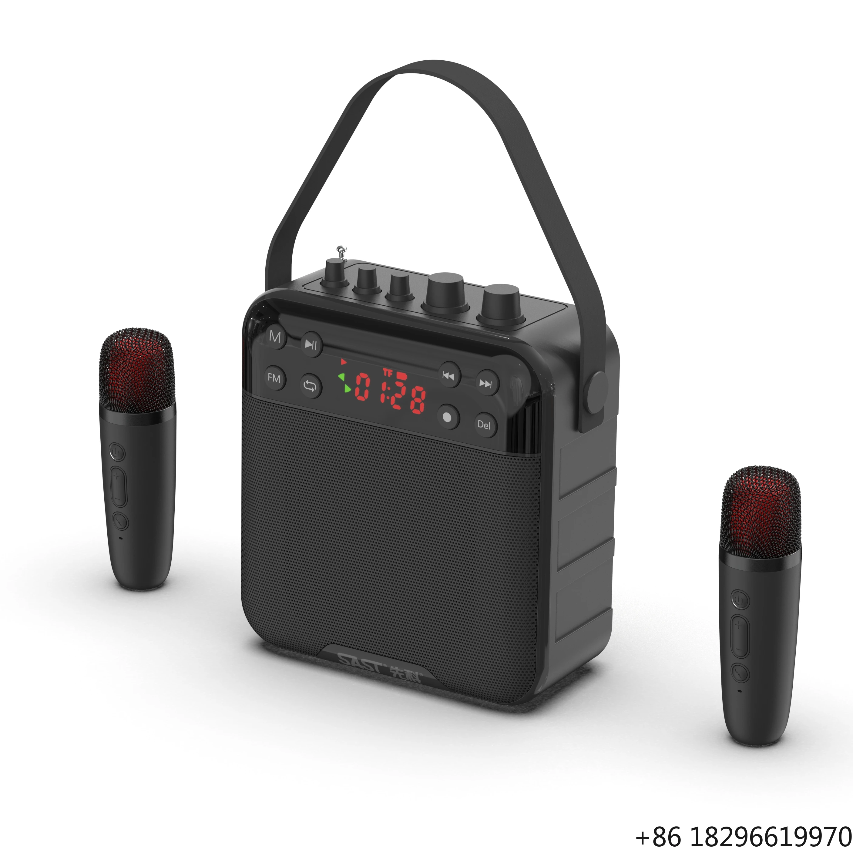 

Square level portable KTV wireless speaker, USB AUX playback, outdoor audio system plastic cabinet for singing party karaoke
