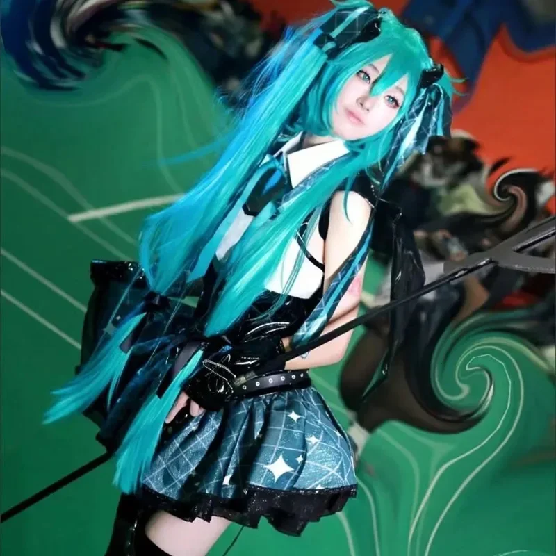 Hatsune Miku cos ชุดคอสเพลย์การ์ตูนแรคคูนน้อยชุดกระโปรงสั้นอนิเมะเด็กผู้หญิงชุดคอสเพลย์ปีศาจฮาโลวีนปาร์ตี้ของขวัญปีใหม่