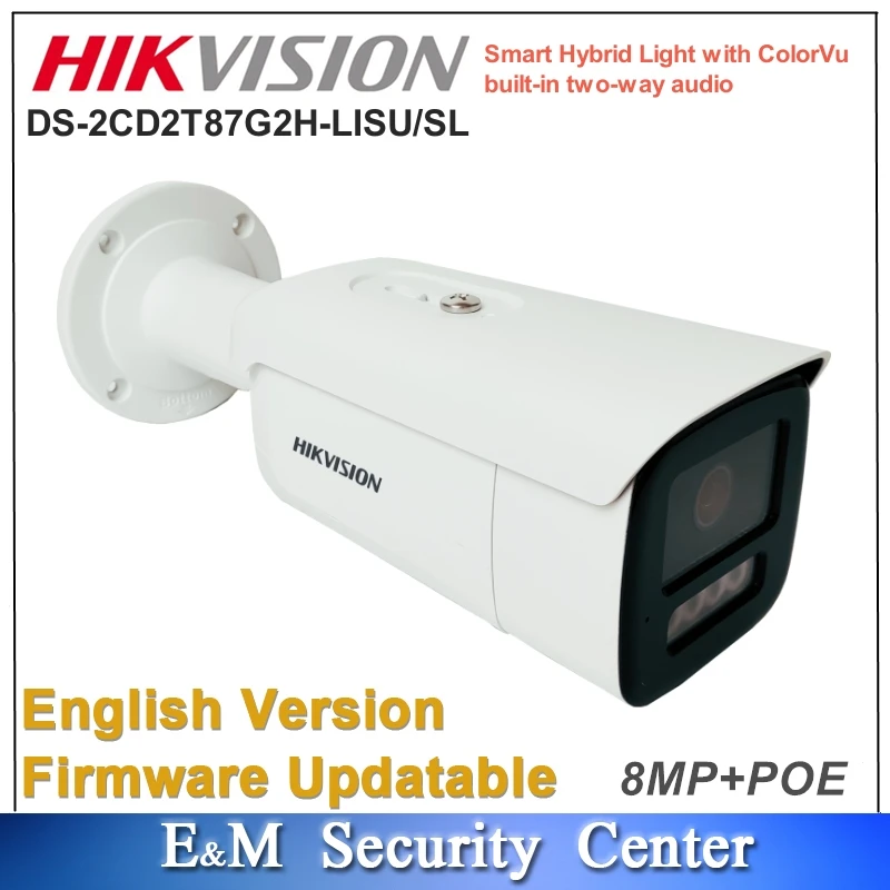 Original Hikvision DS-2CD2T87G2H-LISU/SL 8MP ColorVu Strobe Light and Audible Warning Fixed Bullet Network Camera