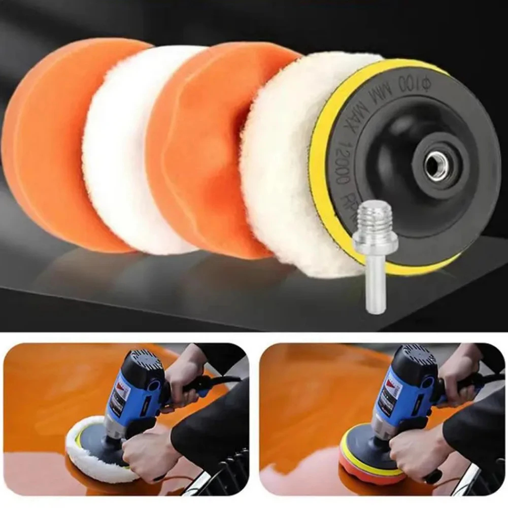 22Pcs 3 Inch Buffing Waxing Clean Polish Washable Car Polisher Pads Kit Reusable Wool Fiber for Auto Motorcycle Remove Scratches