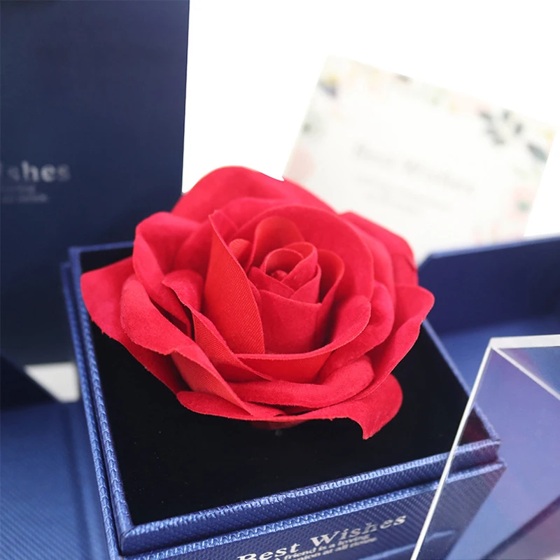 Double Door Preserved Roses Flower Necklace Jewelry Gift Box for Girlfriend Mom Wife 2023 New In Trendy Romantic Christmas Gifts