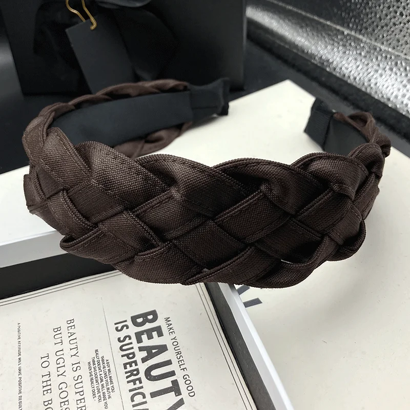 New High Headtop Braided Headband for Women's Versatile Style, Outward Pressing Headwear
