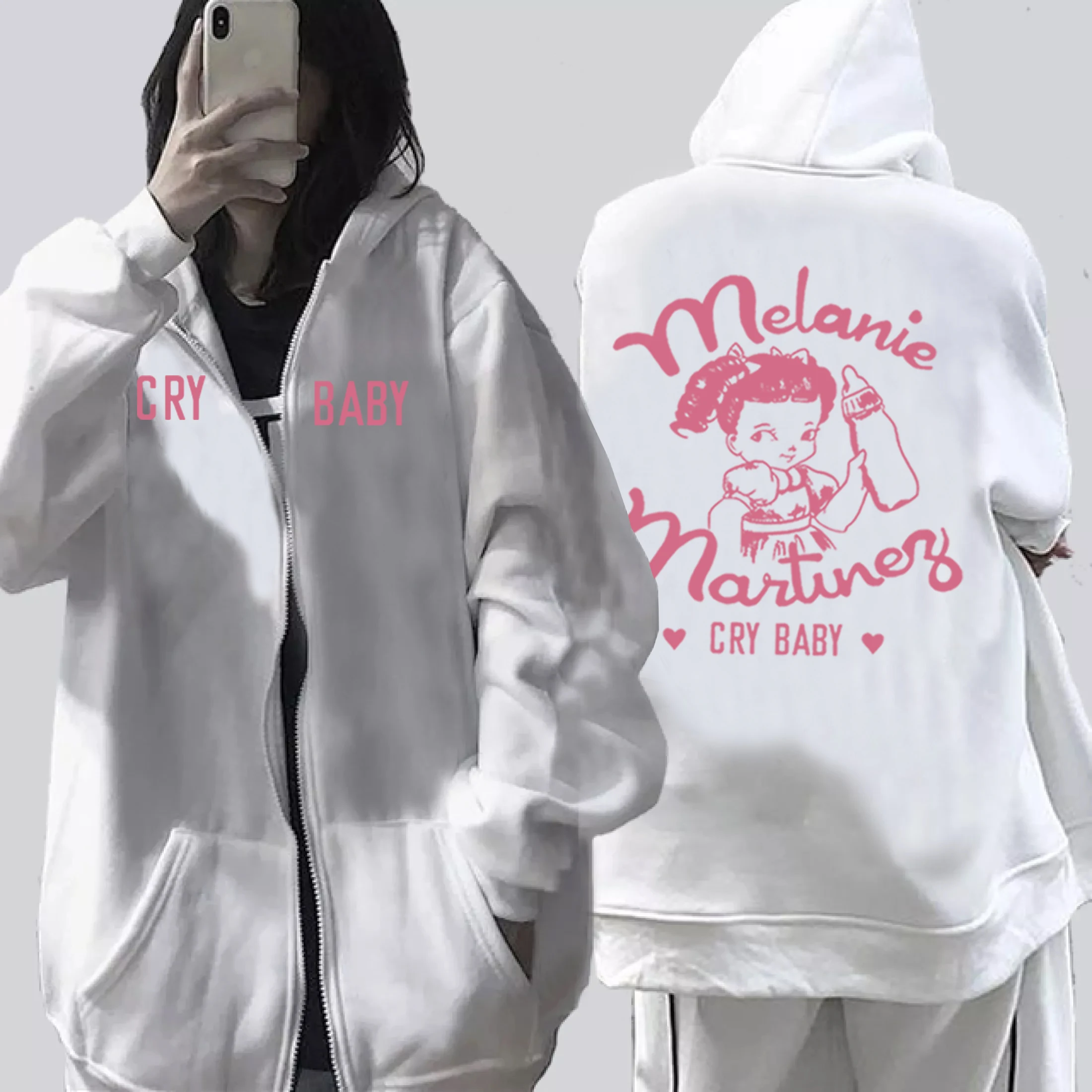 Melanie Martinez Cry Baby Zipper Hoodie Harajuku Hip Hop Casual Loose Pullovers Unisex Streetwear