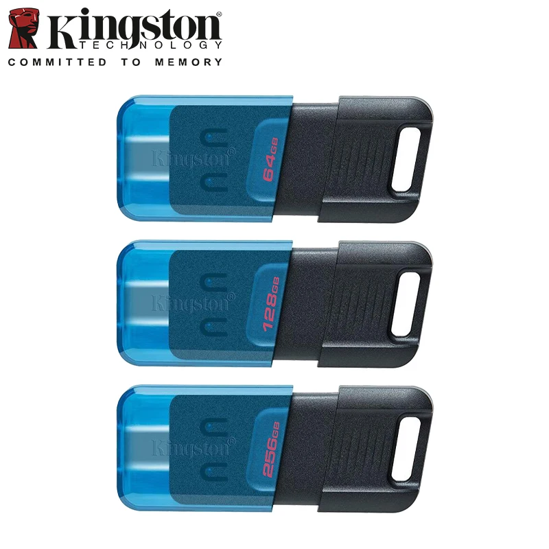 كينغستون DT80M Type-C USB3.2 Gen1 القلم محرك 64GB 128GB 256GB الأصلي USB فلاش حملة تصل إلى 200 برميل/الثانية محرك أقراص USB المحمول