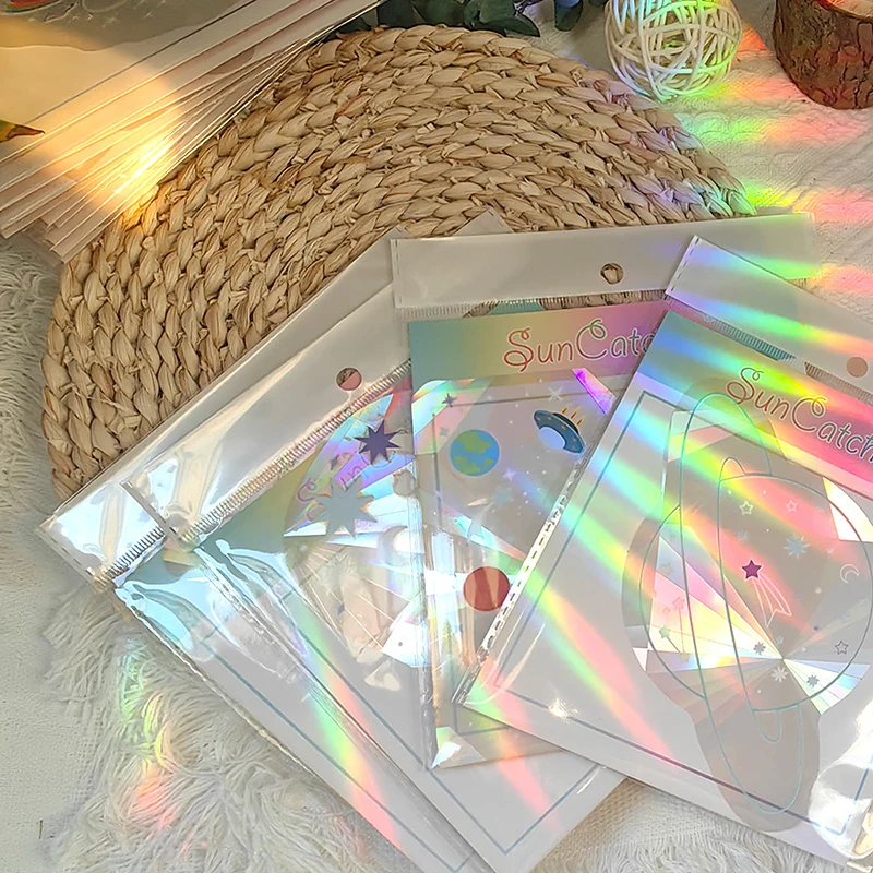 Sun Catcher PVC Self Adhesive Glass Window Stickers Cat Moth Energy Suncatcher Wallpaper Rainbow Prisms Sticker Sunlight Decals