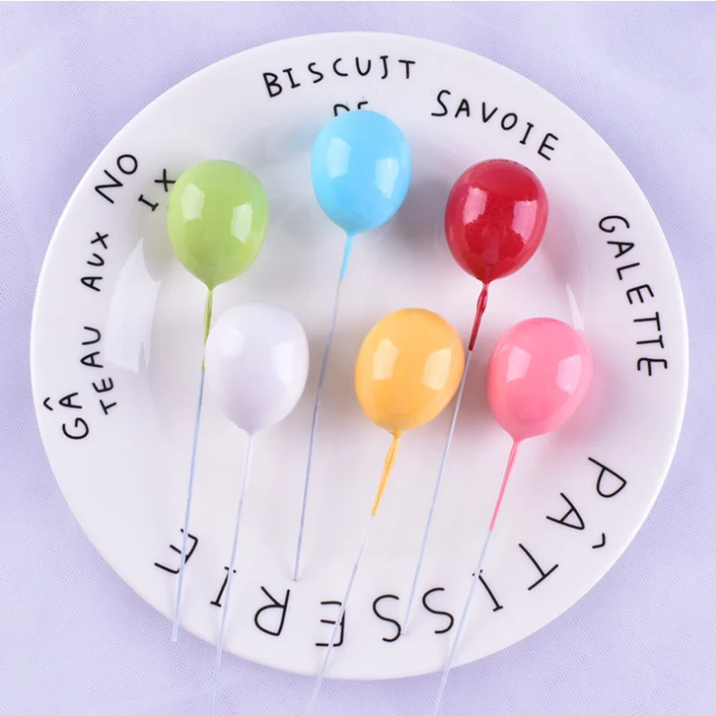 6pcs Mixed Cartoon Colors Balloon  Cake Topper  Happy Birthday Kids Favor Baby Shower Wedding Party Supplies Decorations