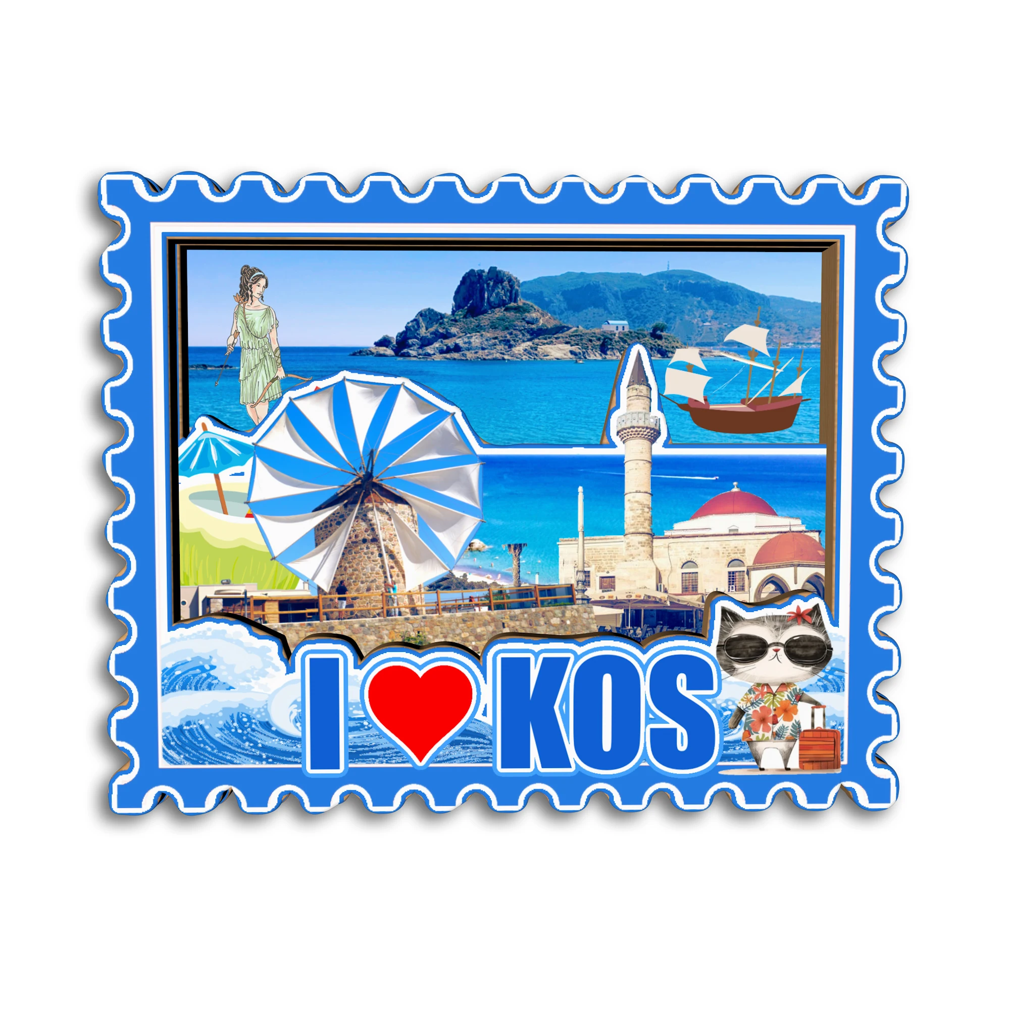 كريت كوس اليونان مغناطيس الثلاجة ثلاثية الأبعاد هدايا تذكارية للسفر هدايا حرفية خشبية #2