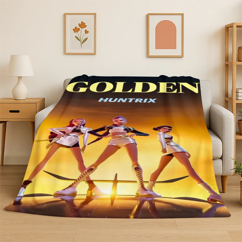 New KPop D-Demon H-Hunters Cartoon Flannel Throw Blanket,Warm Cozy Blanket for Bed,Sofa,Couch,Bedroom,Living Room,Office,Camping