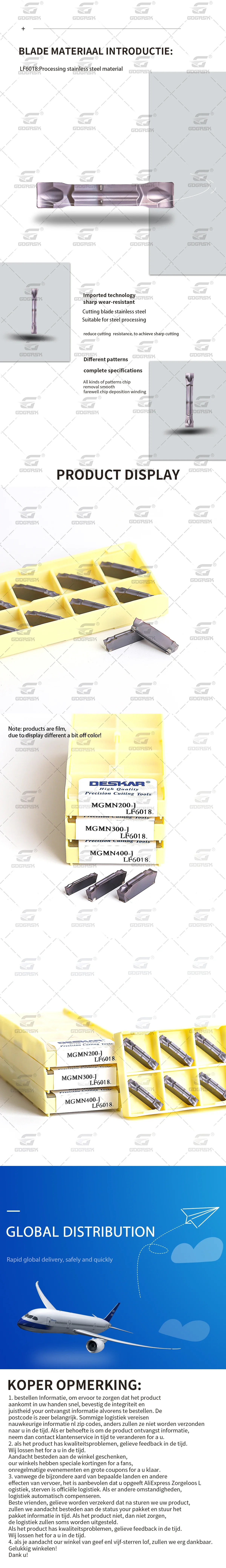 MGMN200-J MGMN300-J MGMN400-J LF6018 DESKAR Nutfräsklingen für numerisch gesteuerte Drehmaschinen, MGMN-Serie Edelstahl-Nutfräseinsätze – Detail 1