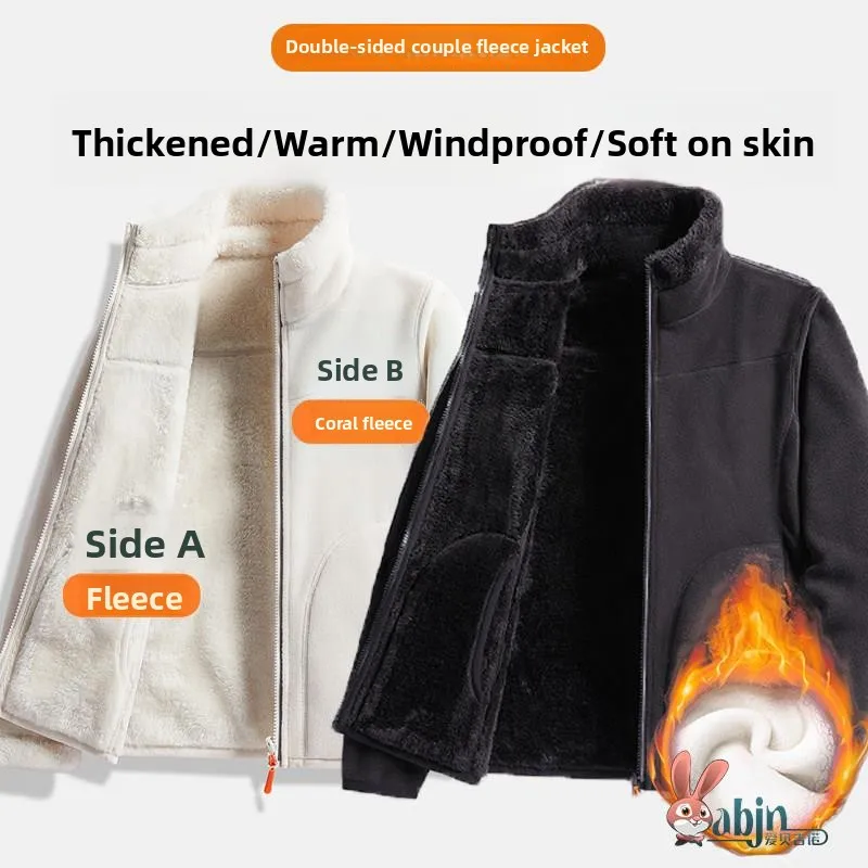 

Универсальная двусторонняя толстовка из утепленного кораллового флиса и вельвета для мужчин и женщин, зимняя теплая хлопковая куртка