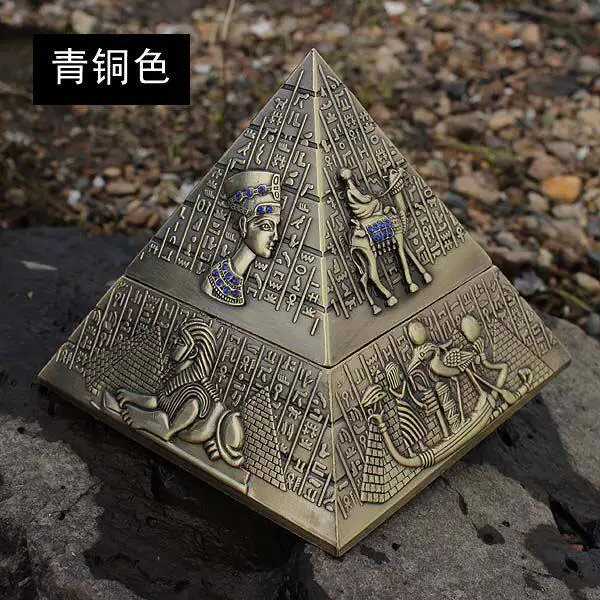 Pyramid Egypt Has A Lid with A Lid, Environmentally Friendly Creative Metal Flip Cover Ashtray, Retro Classic Tin Ashtray