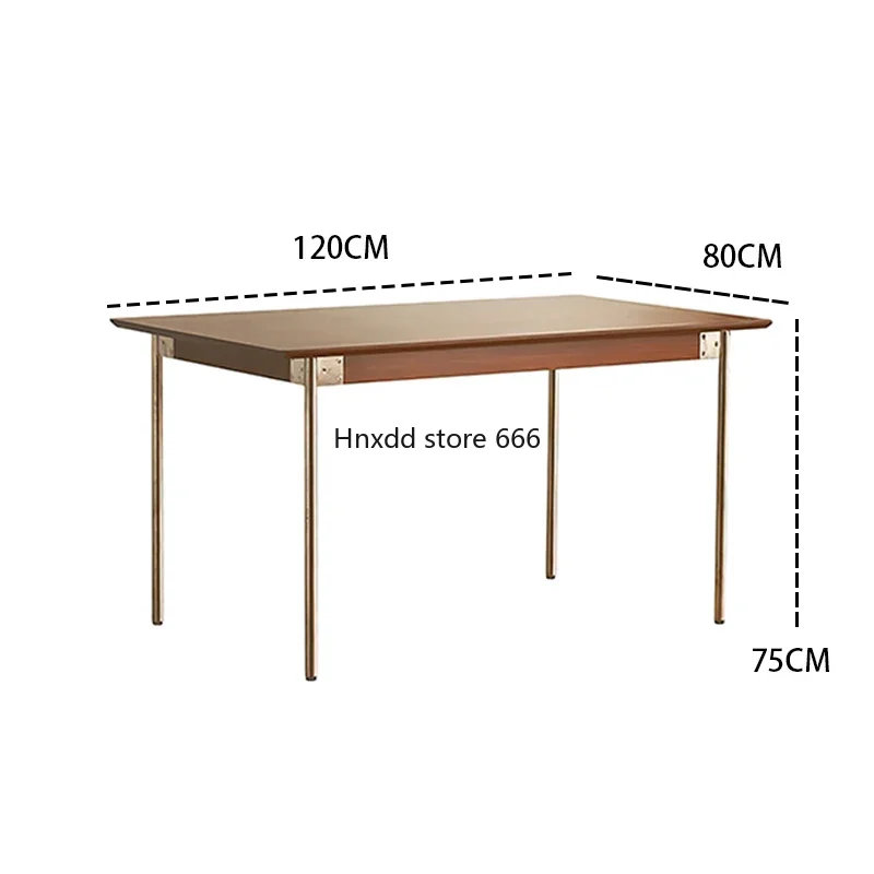 Medieval style solid wood dining table household retro rectangular stainless steel small apartment dining table and chairs