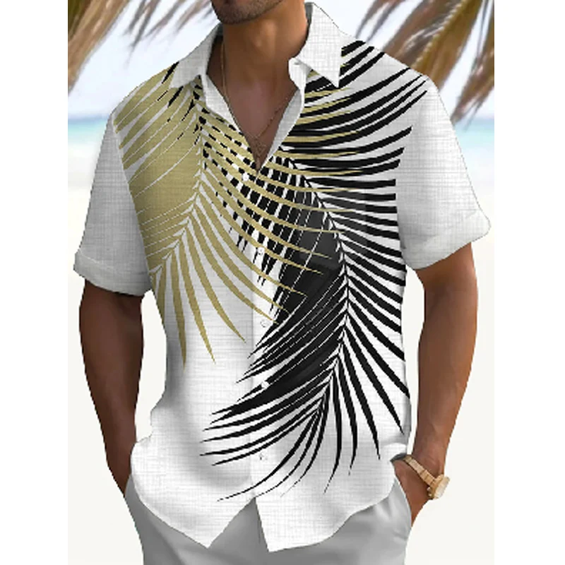 Summer Bohemian Style Men Shirts Oversize Beach Casual Shirt For Men 3D Print Frond Designed Style Men Clothing Summer Wear