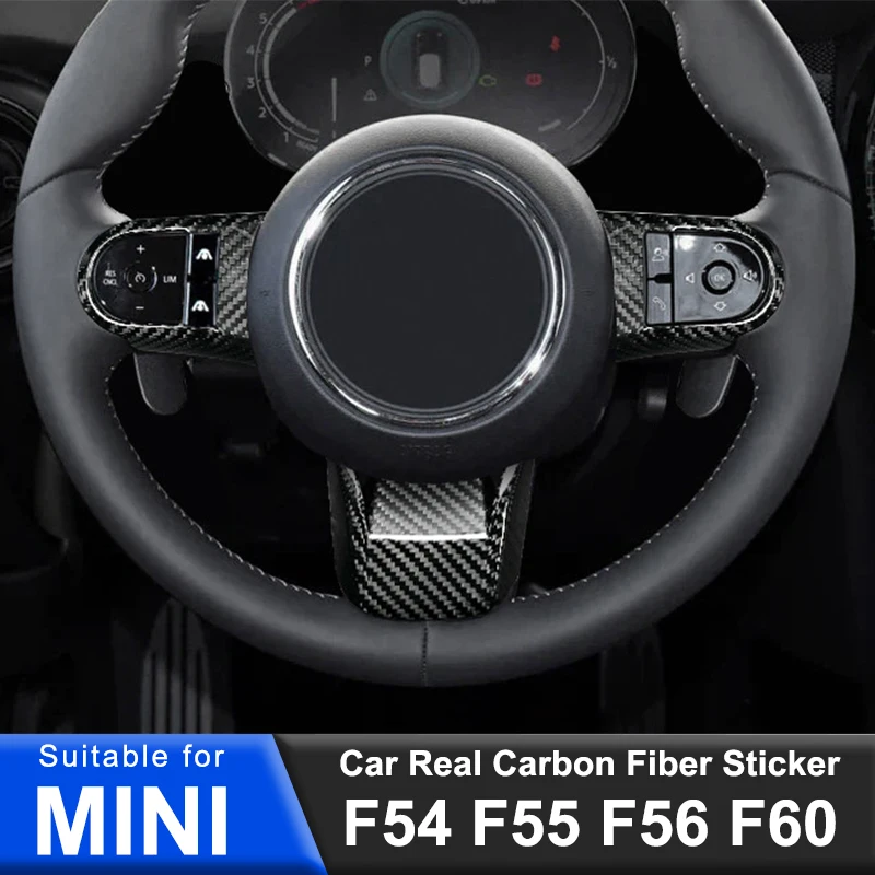 For BMW MINI Cooper S F54 F55 F56 F57 F60 2022 2023 Car Steering WWheel Carbon Fiber Decorative Cover Car Interior Stickers