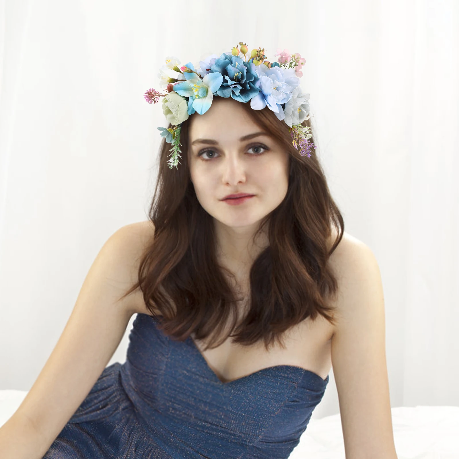 

Flower Headbands Adults Valentine Party Blue Hair Adults Headbands Accessories Fabric Headdress Trendy Durable Senxi