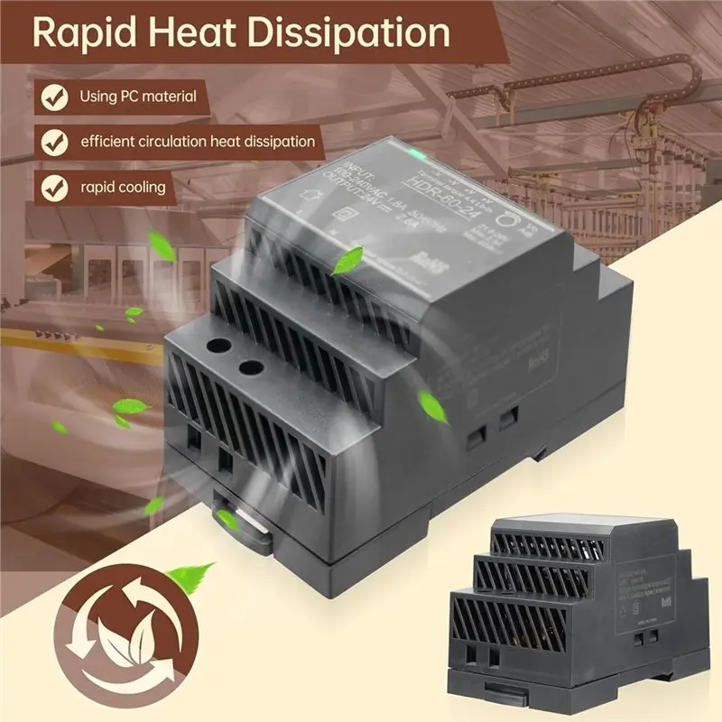A01F-HDR-60-24 DIN Rail Power Supply 60W 24V 2.5A Switching Power Supply With Overload Protection And Stable DC Output