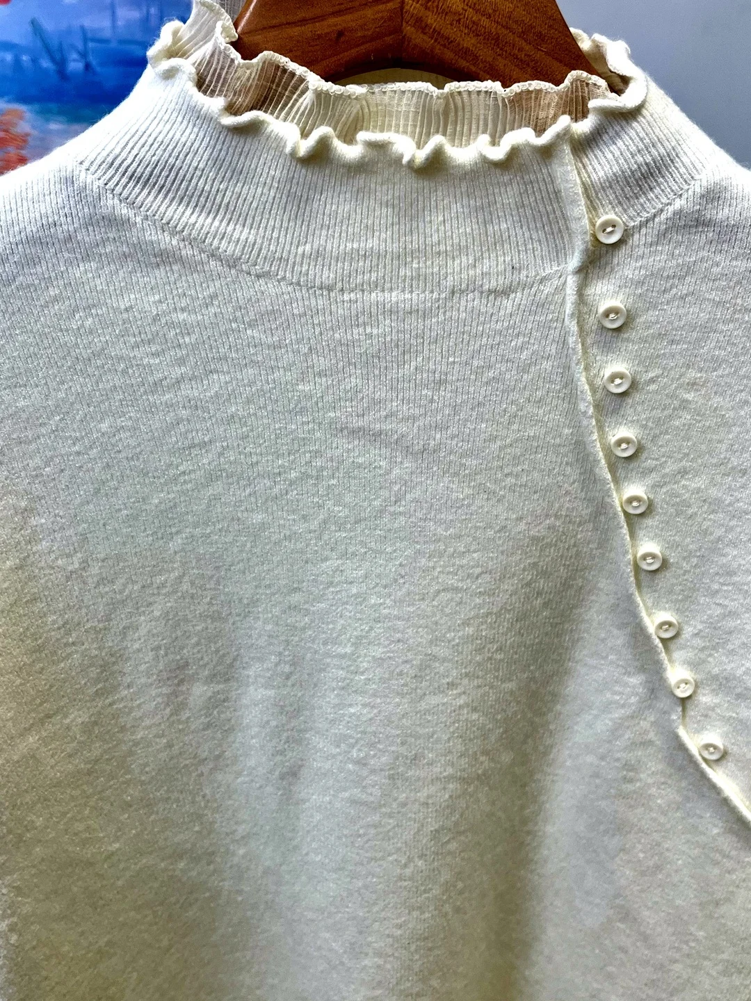 เสื้อสเวตเตอร์ไหมพรมทรงเข้ารูปแฟชั่นสำหรับผู้หญิง คอสูง ตัดต่อผ้า ดีไซน์ใหม่สำหรับฤดูหนาว เสื้อซับในลำลอง