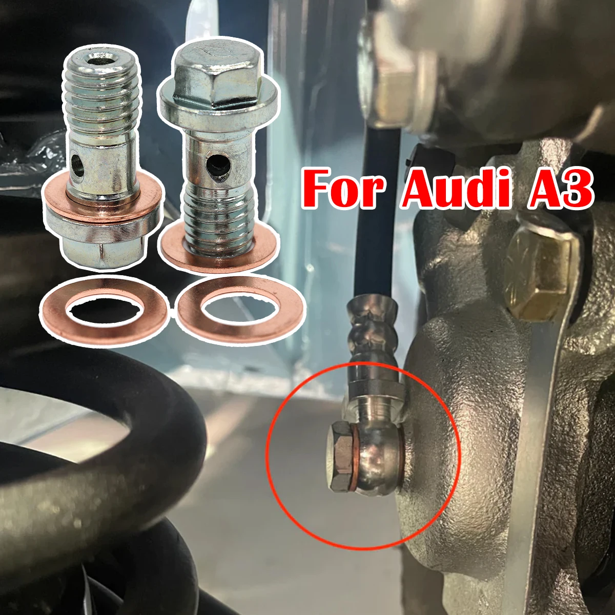 

Front Left Rear Right Caliper Hose Lines Banjo Fittings Bolts Copper Sealing Crush Washers Repair Kit For Audi A3 8P 2003-2020