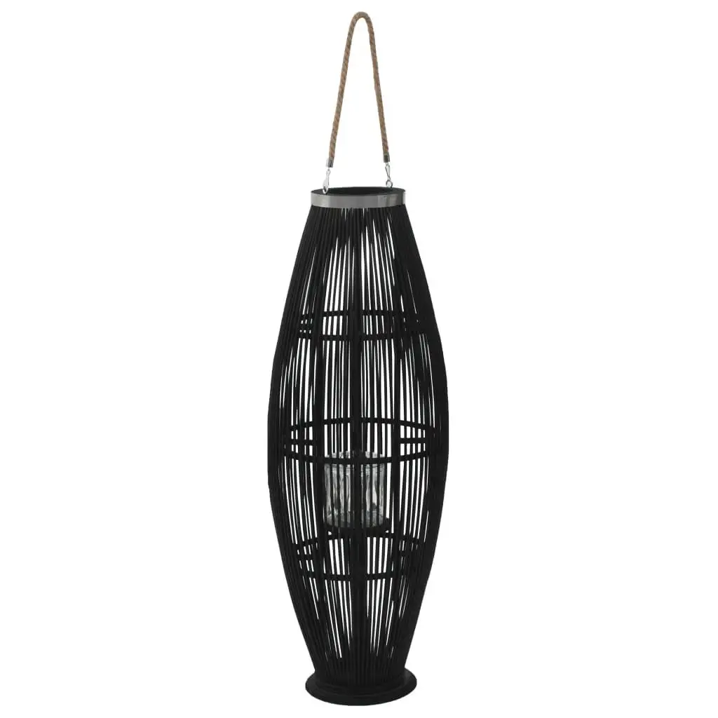 95 cm Black Bamboo Hanging Candle Lantern Holder – Elegant Home Decor