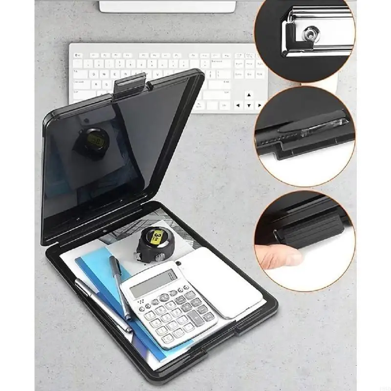 2-in-1 Clipboard with File Storage Case Office Document Organiser Waterproof File Folder for Hospital Nurse Doctor 