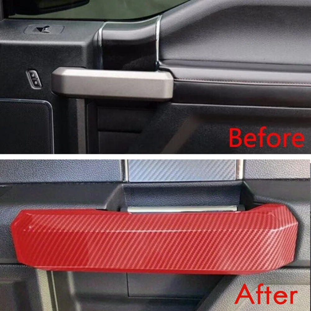 غطاء مقبض الباب الداخلي لسيارة Ford F150 2015-2020، الملحقات الداخلية، أحمر -T45C