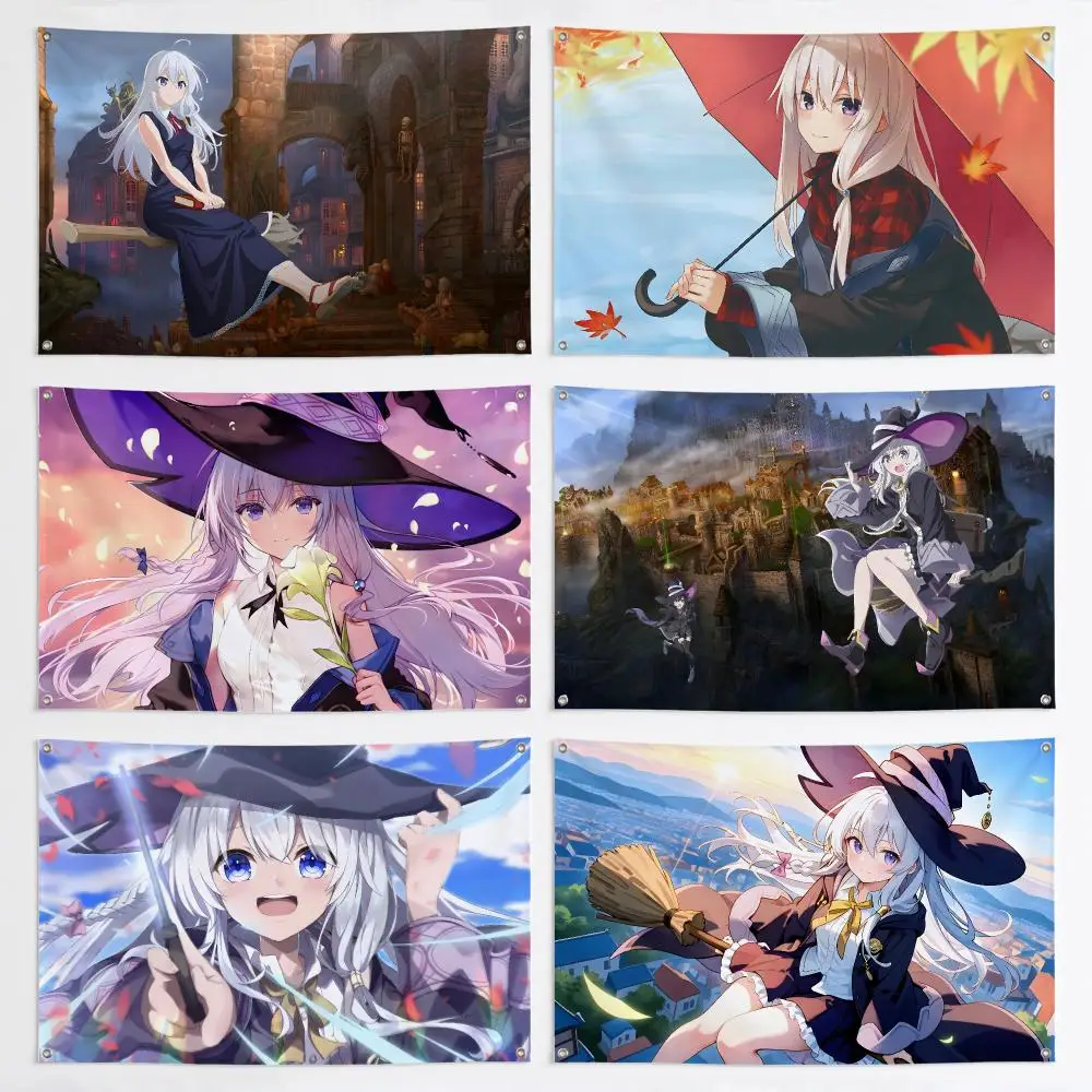 Wandering Witch The Journey of Elaina Flags Aesthetic Wall Tapestry Printed Wall Hanging Living Room Party Outdoor Decor