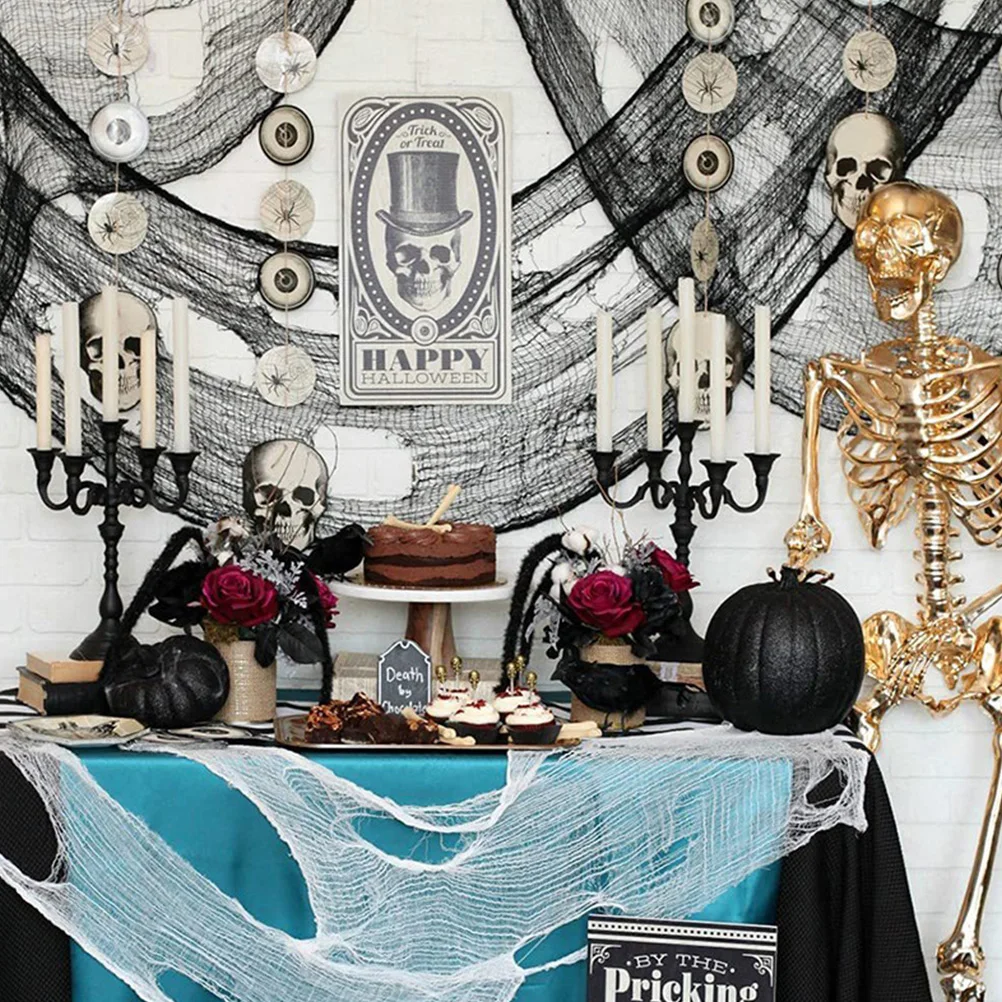 

2Pcs Halloween Gauze Fabric Dark Color Lightweight Scary Haunted House Creepy Cloth Festive Atmosphere Custom Size