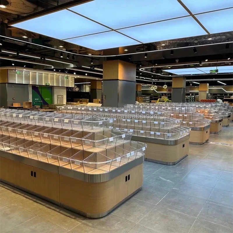 Customize.Floor Standing Sweet Candy Biscuits Store Display Stand Supermarket Bulk Goods Cereal Grain Display Fixture Rack Shelf