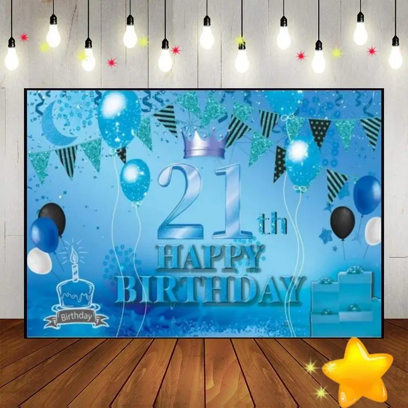 Happy 21/22/23/24/25th Birthday Photography Backdrops Boy Background Baptism Backdrop Golden Game Newborn Props Banner or Girl