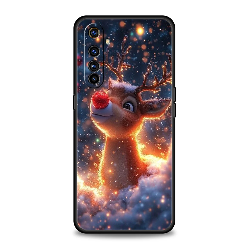 Realme 13 12 11 10 Pro Plus GT2 GT3 GT5 C67 C63 C55 C21 C25 C35 Pro 5G用ソフトTPU耐衝撃スマホケース、漫画風動物鹿柄