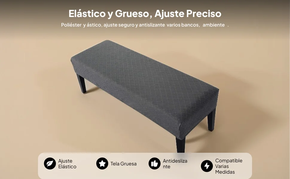 Polyester Bench Slipcover High Stretch Anti Skid for Lounge Dining Bench and Indoor Seating Cushion Protection