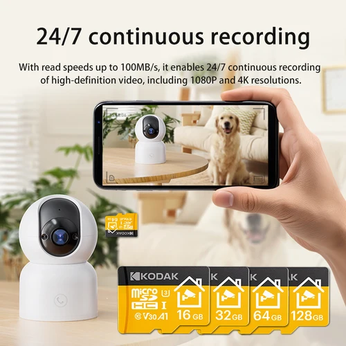 Imagen 2 del producto Tarjeta MicroSD Kodak 2026 Nueva de 32GB 64GB 128GB 256GB, Tarjeta de Memoria Micro SD Ideal para Monitoreo de Seguridad en el Hogar, Teléfonos Móviles y Drones