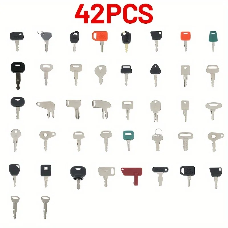42PCS Heavy Equipment Keys Set for Kobelco Takeuchi 8H-5306 5P8500 Komatsu 787 JS Kubota Bobcat JLG  KAT Doosan Daewoo