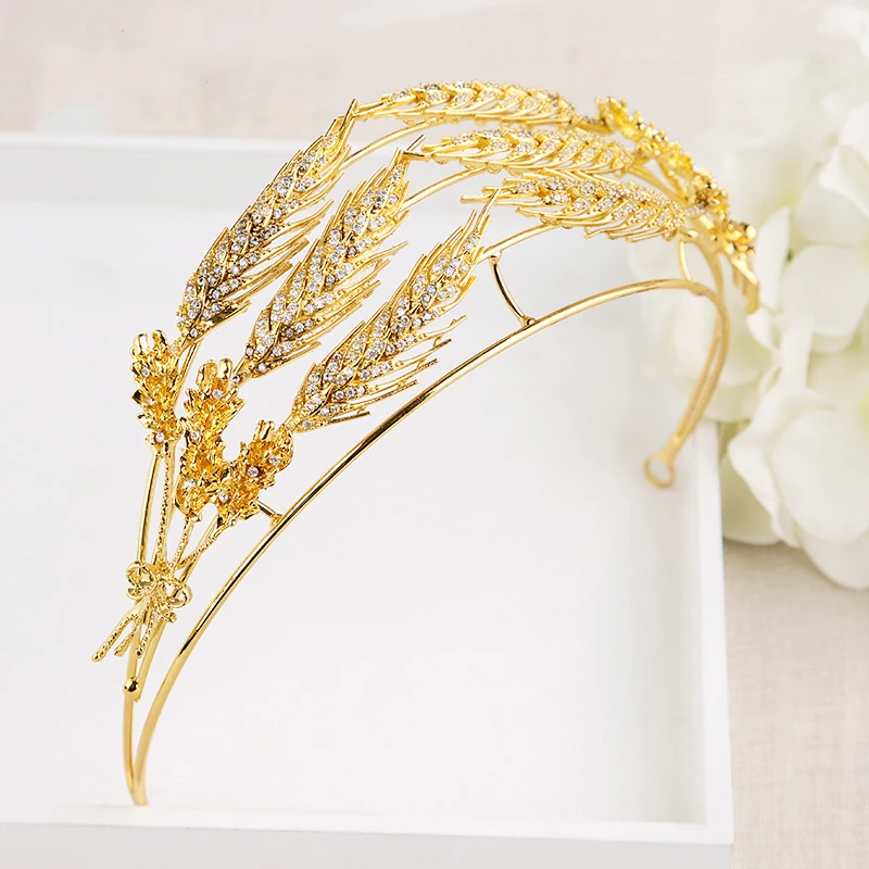 Luxury Zircon Bridal Tiaras Wedding Crown Wheat Headband Bridesmaid Hairband Hair Accessories  Jewelry