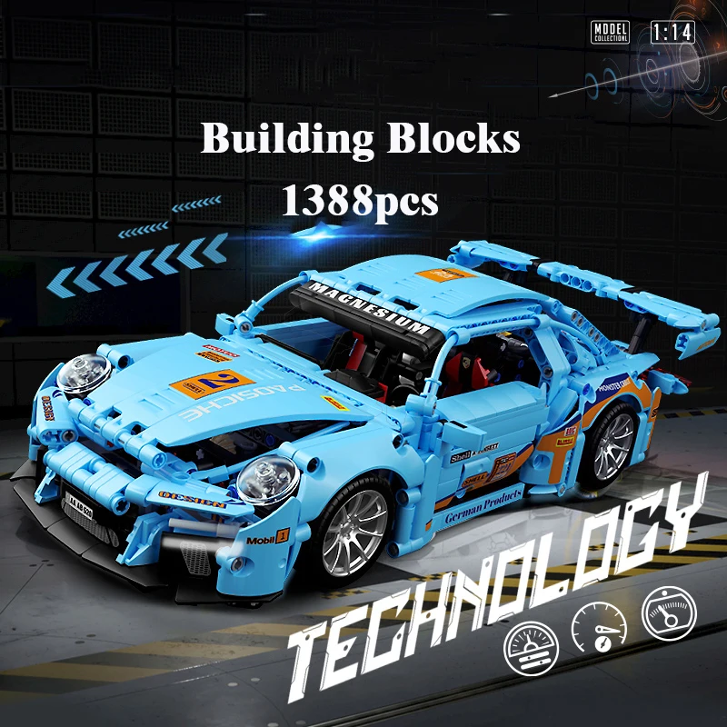 

1388 Pcs GT3 RS Race Car Building Blocks Set - Sport Car Model Kit for Adults, Technology Bricks Toys, Gifts for Kids and Boys