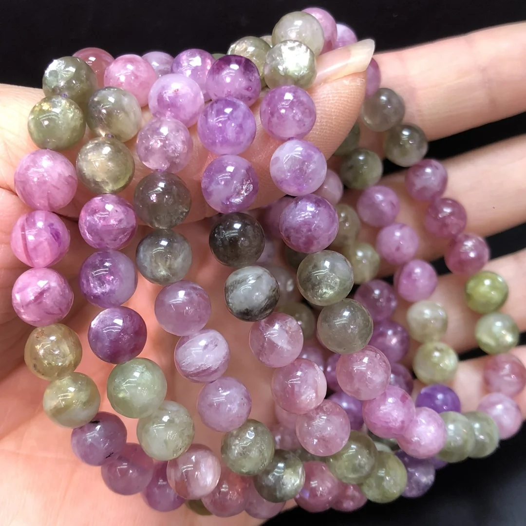 

1 Pc Natural Colorful Purple Yellow Mica Phlogopite Lepidolite Bracelet 7MM Round Beads Reiki Healing Stone Jewelry Gift